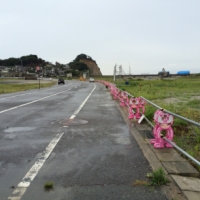 かさ上げ工事が進む久之浜の光景