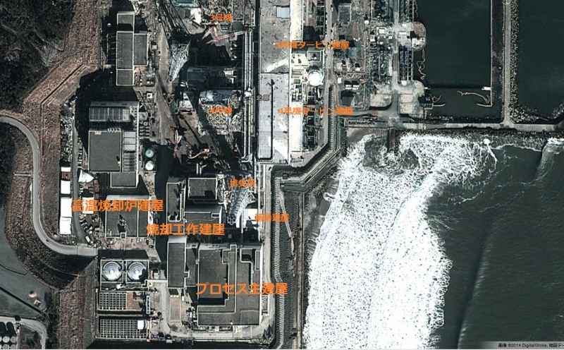 建屋の空撮写真（GoogleMapに加筆）北が上の常識的な配置