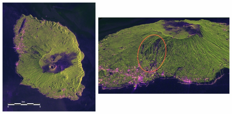 「だいち2号」搭載PALSAR-2による伊豆大島の観測画像