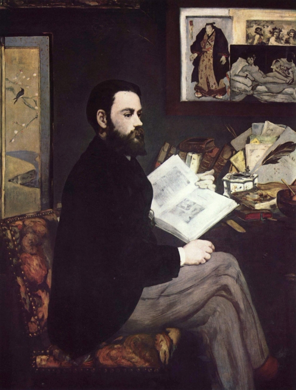 友人であるエドゥアール・マネによる「エミール・ゾラの肖像」1866年