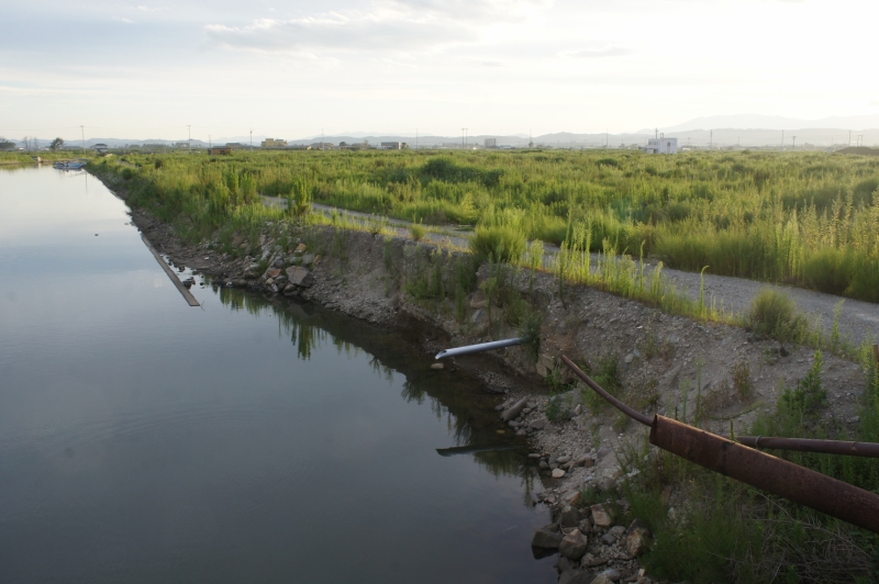 貞山運河。貞山運河の中でも最初にの作られた木曳堀。木曳堀の長さは約15km。