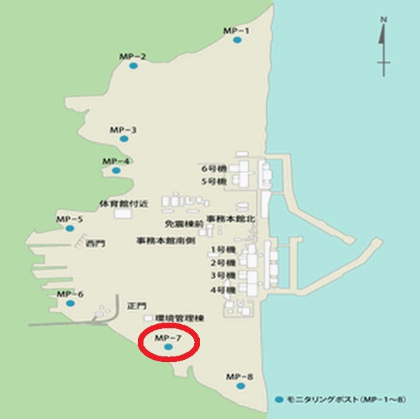 福島第一原子力発電所構内でのモニタリングポスト計測状況