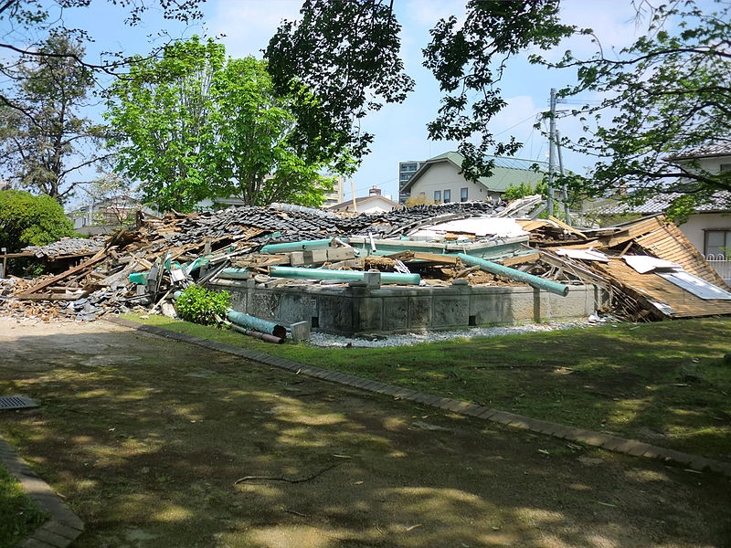 熊本地震で崩壊した熊本洋学校教師館ジェーンズ邸（側面）
