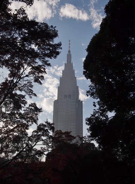日本庭園から見えた新宿の高層ビル