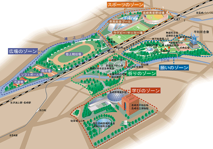平和公園の全体地図（長崎市ホームページより）