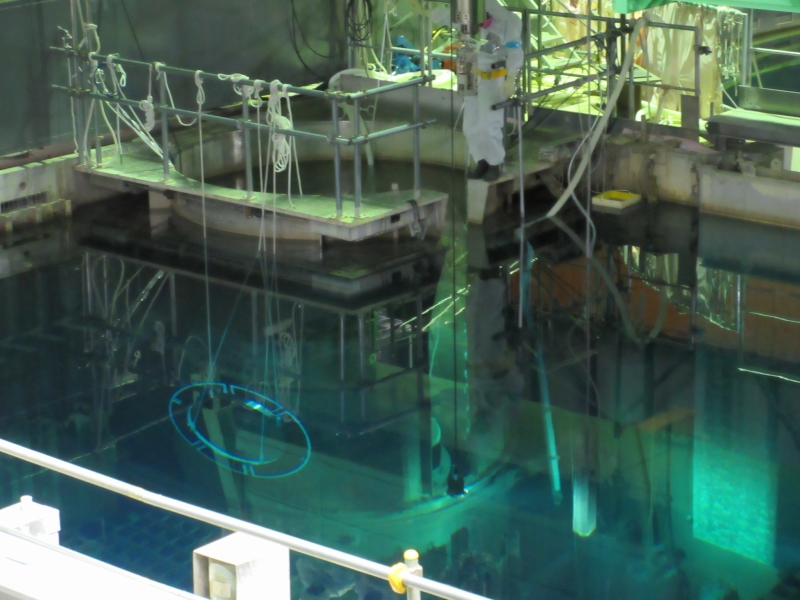 福島第一原子力発電所4号機使用済燃料のキャスクへの移動の様子（東京電力：平成26年10月31日撮影）